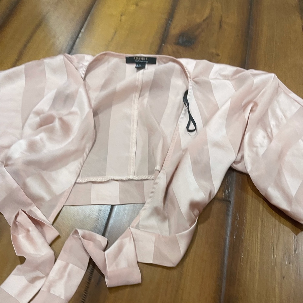 forever 21 sheer tie top  champagne pink